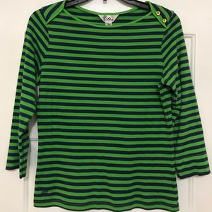 Lilly Pulitzer green/navy stripe 3/4 sleeve shirt